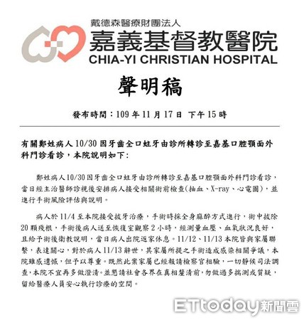 嘉義34歲女一次被拔20顆牙　返家昏迷送醫搶救9天不治身亡　