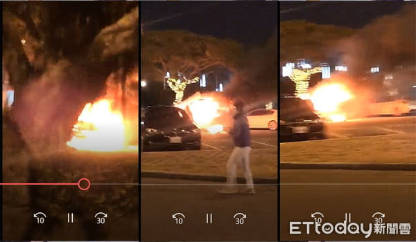 烈火焚車曝！湖口休息站轎車爆燃　YT達爾愛駒遭燒傷：早知不上廁所